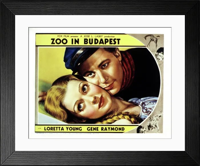 Framed Print : ZOO IN BUDAPEST, US lobbycard, from left, Loretta Young, Gene Raymond, 1933, TM and copyright 20th Century Fox Film Corp. All rights reserved / Courtesy: Everett Collection