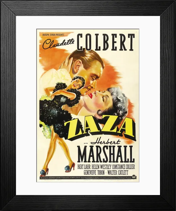 Framed Print : ZAZA, foreground: Claudette Colbert, background from left: Herbert Marshall, Claudette Colbert, 1939