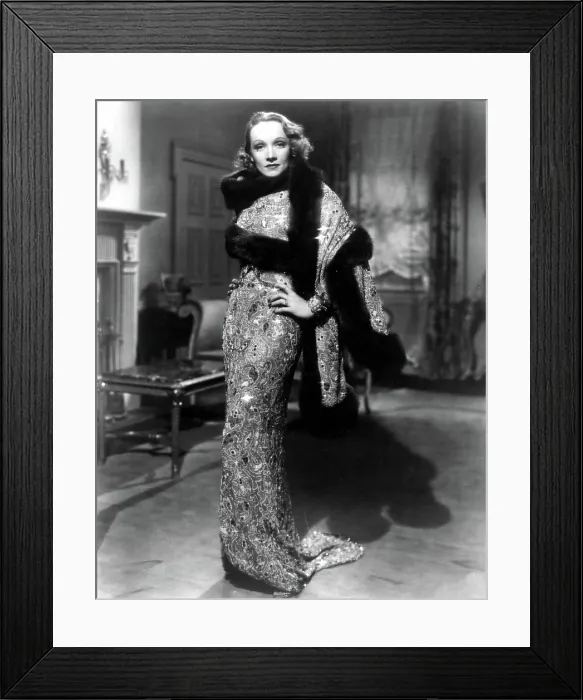 Framed Print : ANGEL, Marlene Dietrich, jeweled gown by Travis Banton, costume still, 1937 Framed Print : ANGEL, Marlene Dietrich, jeweled gown by Travis Banton, costume still, 1937