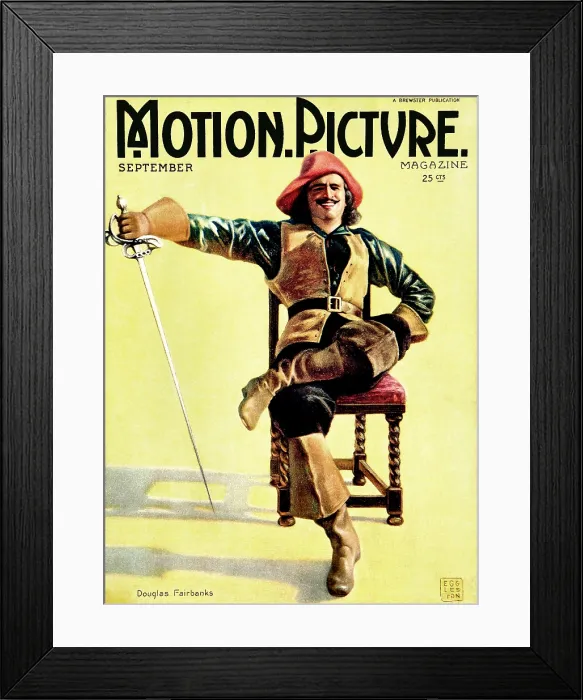 Framed Print : Douglas Fairbanks, Sr. in THE THREE MUSKETEERS, on the cover of Motion Picture Magazine, September 1921