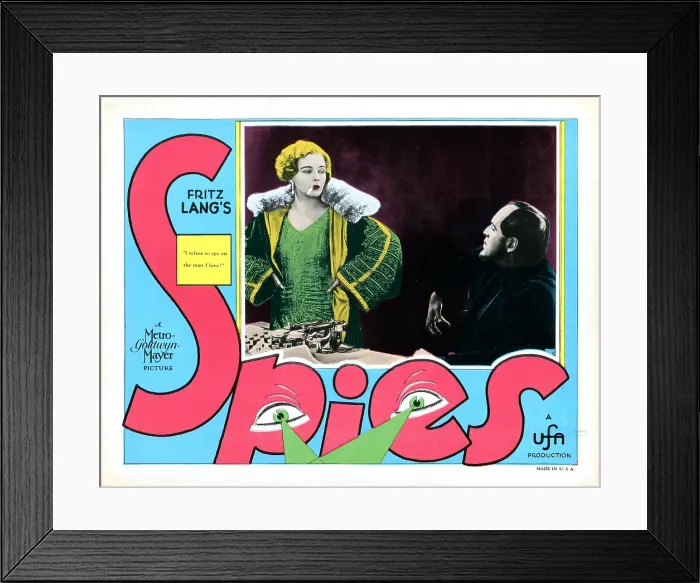 Framed Print : SPIES, (aka SPIONE), US lobbycard, Gerda Maurus, Rudolf Klein-Rogge, 1928