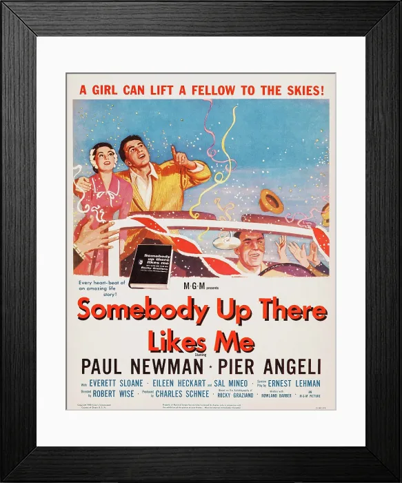 Framed Print : SOMEBODY UP THERE LIKES ME, US poster, top left: Pier Angeli, Paul Newman, 1956 Framed Print : SOMEBODY UP THERE LIKES ME, US poster, top left: Pier Angeli, Paul Newman, 1956