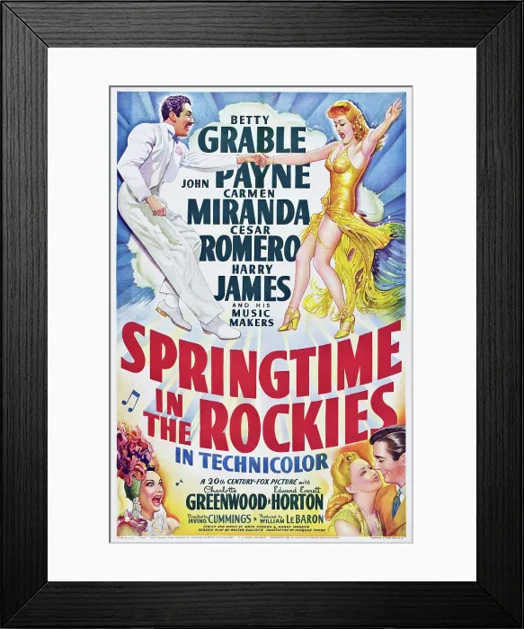 Framed Print : SPRINGTIME IN THE ROCKIES, US poster art, Cesar Romero, Betty Grable, Carmen Miranda, John Payne, 1942, TM and Copyright 20th Century-Fox Film Corp. All Rights Reserved