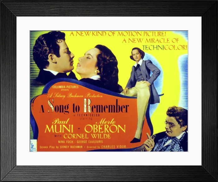Framed Print : A SONG TO REMEMBER, Cornel Wilde, Merle Oberon, Paul Muni (bottom), 1945