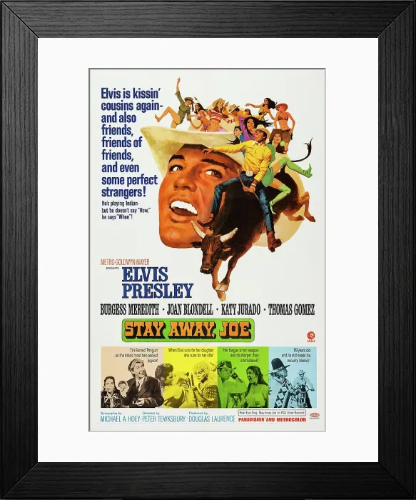 Framed Print : STAY AWAY, JOE, US poster, Katy Jurado, Burgess Meredith, Elvis Presley, 1968 Framed Print : STAY AWAY, JOE, US poster, Katy Jurado, Burgess Meredith, Elvis Presley, 1968