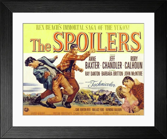 Framed Print : THE SPOILERS, Rory Calhoun, Jeff Chandler, Anne Baxter, 1955 Framed Print : THE SPOILERS, Rory Calhoun, Jeff Chandler, Anne Baxter, 1955