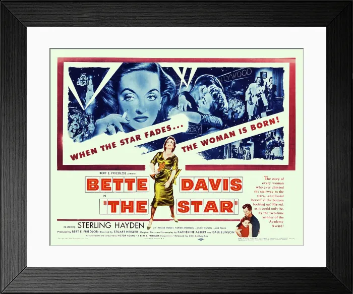 Framed Print : THE STAR, US poster art, Bette Davis, Sterling Hayden, 1952 Framed Print : THE STAR, US poster art, Bette Davis, Sterling Hayden, 1952