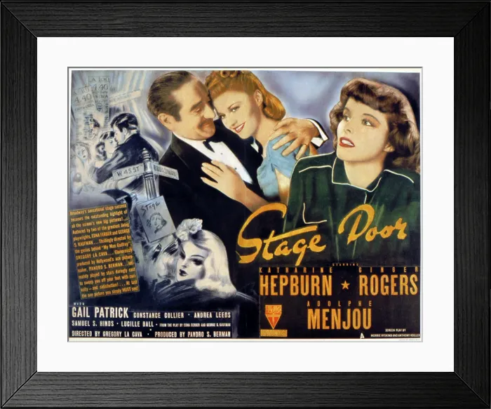Framed Print : STAGE DOOR, Adolphe Menjou, Ginger Rogers, Katharine Hepburn, 1937 Framed Print : STAGE DOOR, Adolphe Menjou, Ginger Rogers, Katharine Hepburn, 1937