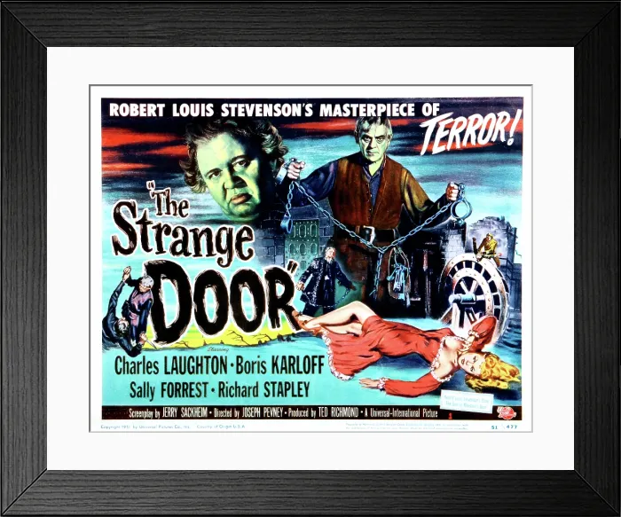 Framed Print : THE STRANGE DOOR, Charles Laughton, Boris Karloff, Sally Forrest, 1951