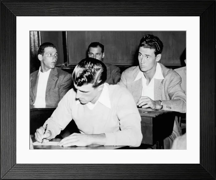 Framed Print : Johnny Presky (left), Ted Williams (right) in Mechanics Art High School studying to apply for flight school in the US Navy. July 28, 1942. CSU Archives Courtesy Everett Collection