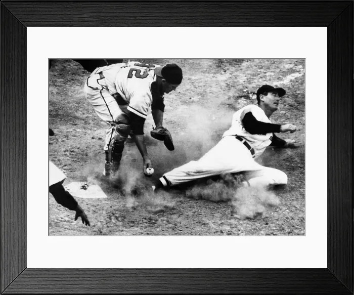 Framed Print : Ted Williams of the Boston Red Sox, April 15, 1952 Ted Williams gets batting practice by hitting grapefruits pitched by Red Xox Manager Joe Cronin. Sarasota, Fla, March 2, 1940