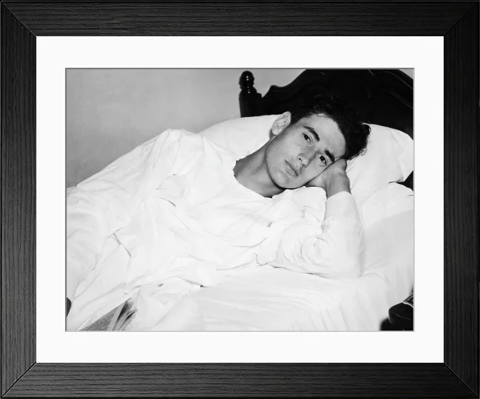Framed Print : Ted Williams recovering from a mild collision suffered after colliding with Doc Cramer. Lakeside Hospital, Clevelamd, Ohio. June 25, 1942. CSU Archives Courtesy Everett Collection