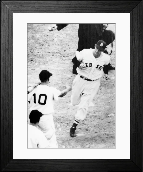 Framed Print : Ted Williams of the Boston Red Sox, scoring his 325th career home run against the Cleveland Indians