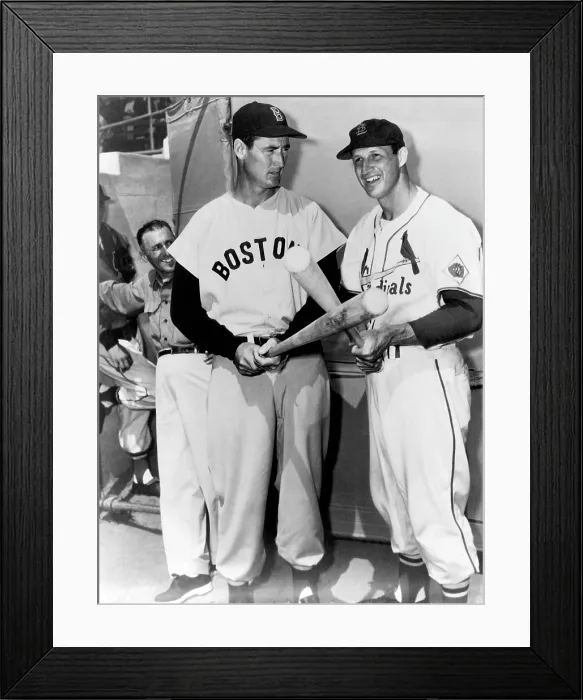 Framed Print : Top Sluggers. Ted Williams of the Boston Red Sox and Stan Musial of the St. Louis Cardinals. ca. 1950s. CSU Archives Courtesy Everett Collection