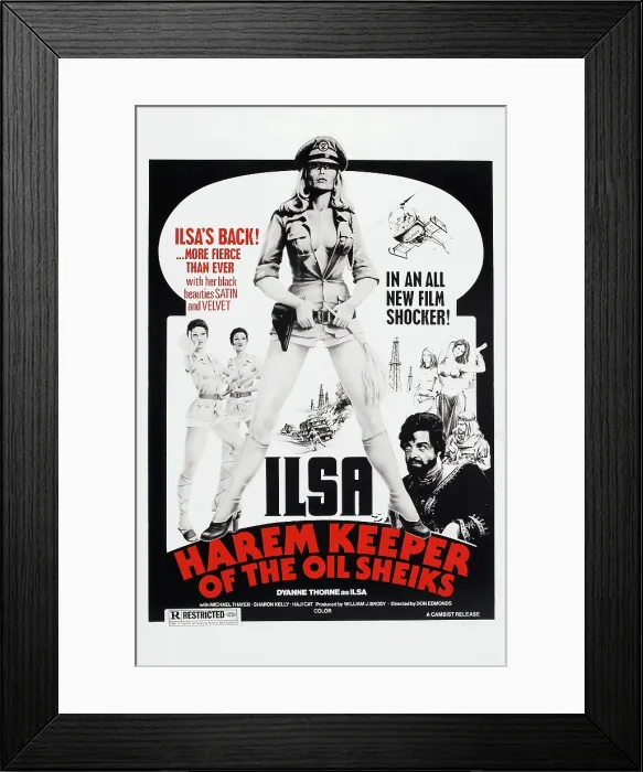 Framed Print : ILSA, HAREM KEEPER OF THE OIL SHEIKS, US poster art, Dyanne Thorne, 1976