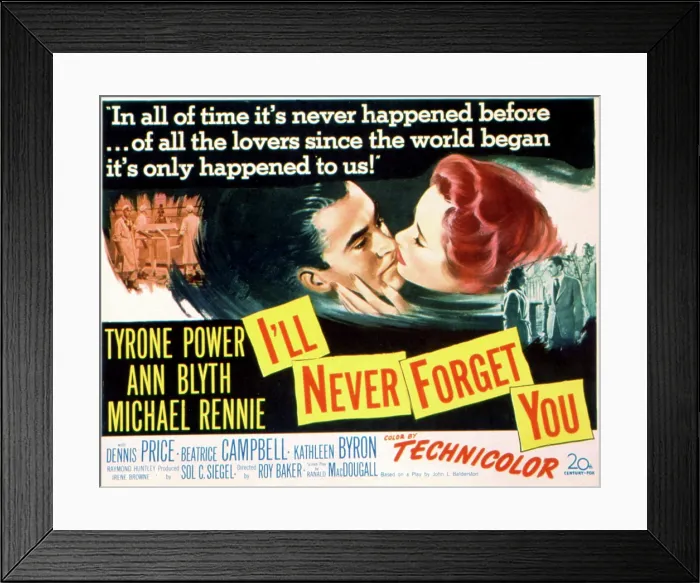 Framed Print : I'LL NEVER FORGET YOU, Tyrone Power, Ann Blyth, 1951, TM and copyright 20th Century-Fox Film Corp. All Rights Reserved  /  Courtesy: Everett Collection