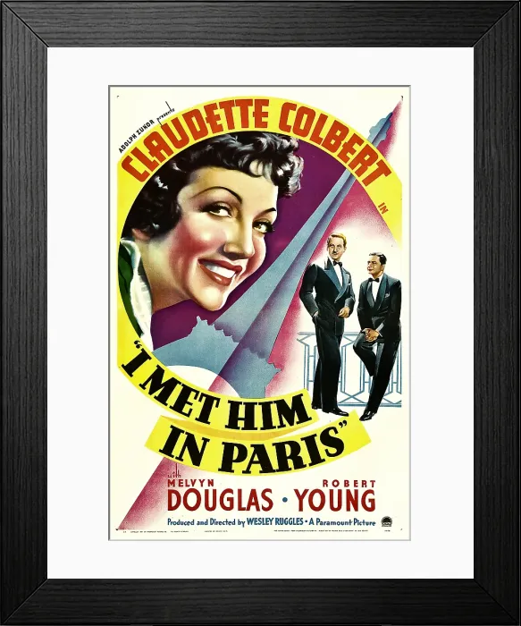 Framed Print : I MET HIM IN PARIS, Claudette Colbert, Melvyn Douglas, Robert Young, 1937