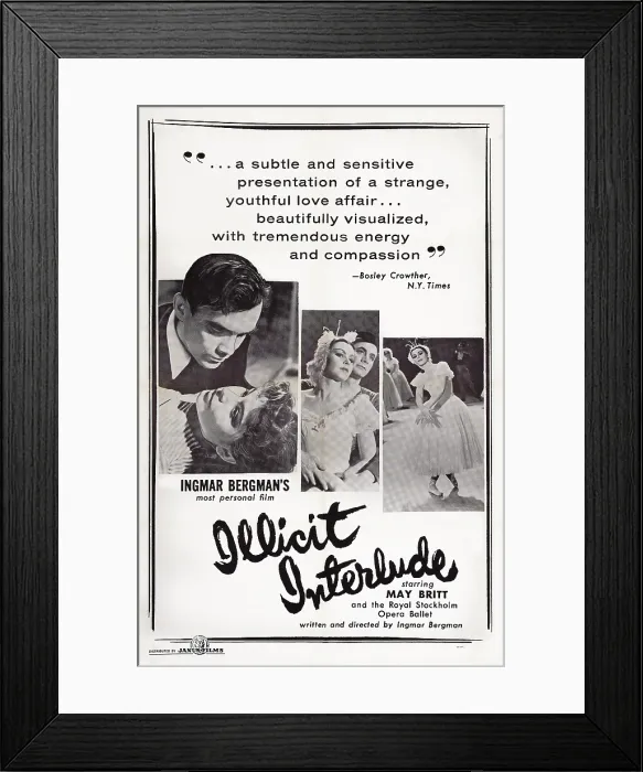 Framed Print : ILLICIT INTERLUDE, (aka SUMMER INTERLUDE, aka SOMMARLEK), US poster art, Alf Kjellin, Maj-Britt Nilsson, 1951