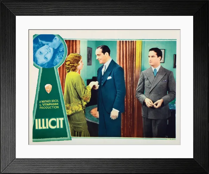 Framed Print : ILLICIT, US lobbycard, from left: Barbara Stanwyck, Ricardo Cortez, James Rennie, 1931