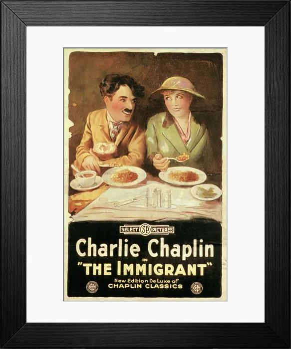 Framed Print : THE IMMIGRANT, Charlie Chaplin, Edna Purviance, 1917