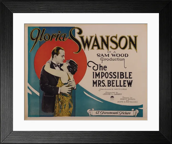 Framed Print : THE IMPOSSIBLE MRS. BELLEW, from left: Conrad Nagel, Gloria Swanson, 1922