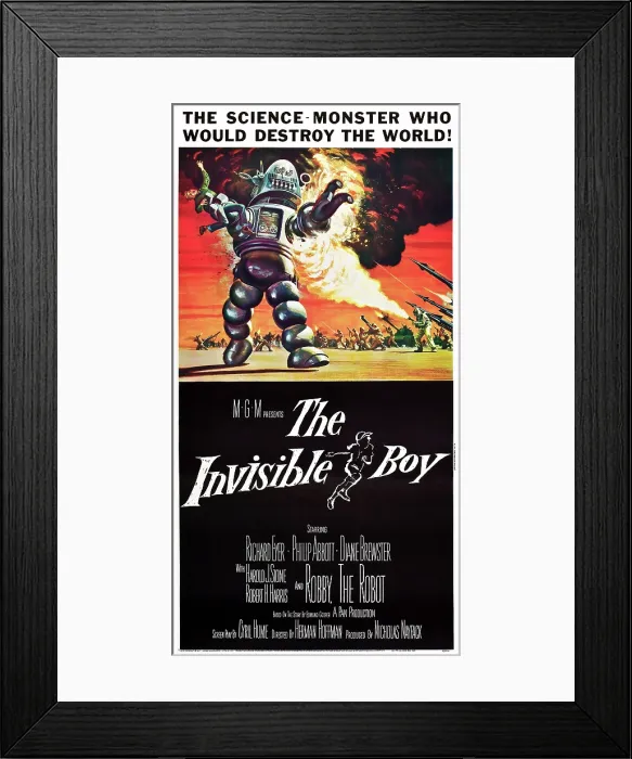 Framed Print : THE INVISIBLE BOY, Robby the Robot, Richard Eyer, 1957 Framed Print : THE INVISIBLE BOY, Robby the Robot, Richard Eyer, 1957