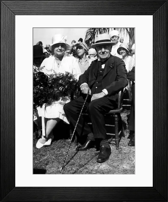 Framed Print : Mina Edison and Thomas Edison, celebrates his 83rd birthday in the garden of his Fort Meyers, Florida home, February 11, 1930. Courtesy CSU Archives / Everett Collection Framed Print : Mina Edison and Thomas Edison, celebrates his 83rd birthday in the garden of his Fort Meyers, Florida home, February 11, 1930. Courtesy CSU Archives / Everett Collection