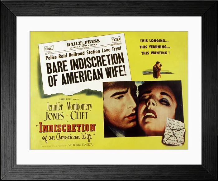 Framed Print : INDISCRETION OF AN AMERICAN WIFE, (aka STAZIONE TERMINI), Montgomery Clift, Jennifer Jones, 1953