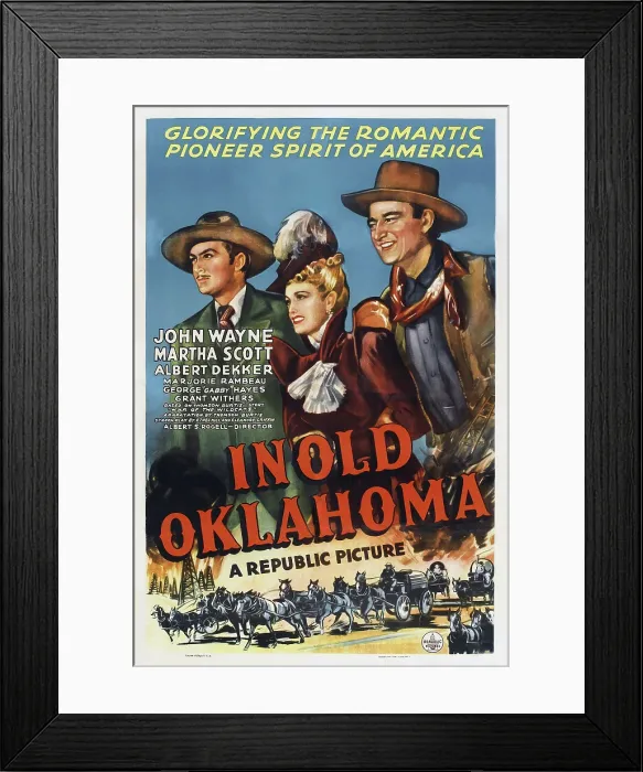 Framed Print : IN OLD OKLAHOMA, (aka WAR OF THE WILDCATS) Albert Dekker, Martha Scott, John Wayne, 1943 Framed Print : IN OLD OKLAHOMA, (aka WAR OF THE WILDCATS) Albert Dekker, Martha Scott, John Wayne, 1943