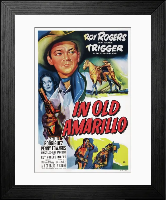 Framed Print : IN OLD AMARILLO, US poster, from left: Estelita Rodriguez, Roy Rogers, 1951 Framed Print : IN OLD AMARILLO, US poster, from left: Estelita Rodriguez, Roy Rogers, 1951