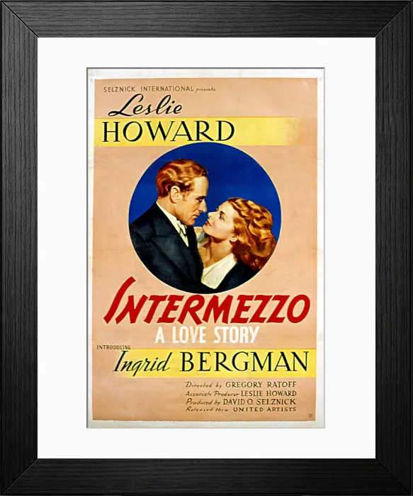 Framed Print : INTERMEZZO, Leslie Howard, Ingrid Bergman, 1939