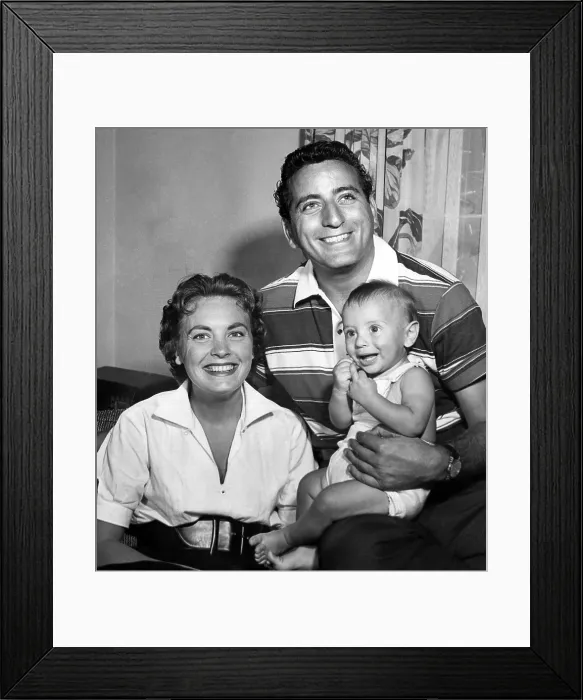 Framed Print : Tony Bennett, wife Patricia, son D'Andrea, c. 1954.. Courtesy: CSU Archives  /  Everett Collection
