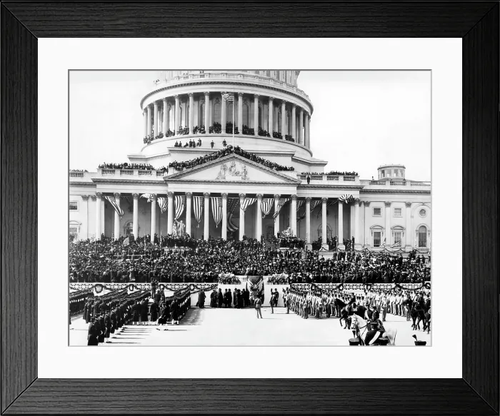 Framed Print : The capitol building in Washington D.C. on the day that Theodore Roosevelt took the oath of office as President of the United States, March 4, 1905
