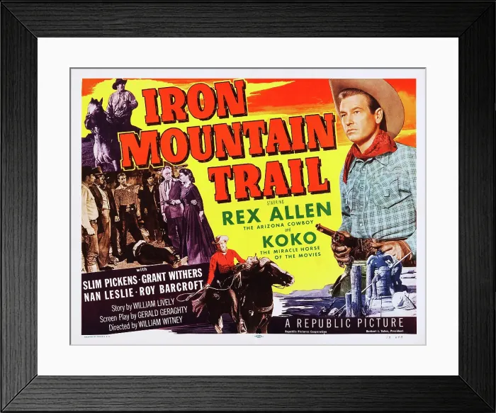 Framed Print : IRON MOUNTAIN TRAIL, Slim Pickens (top left), Rex Allen (right), Koko the Miracle Horse of the Movies, 1953 Framed Print : IRON MOUNTAIN TRAIL, Slim Pickens (top left), Rex Allen (right), Koko the Miracle Horse of the Movies, 1953