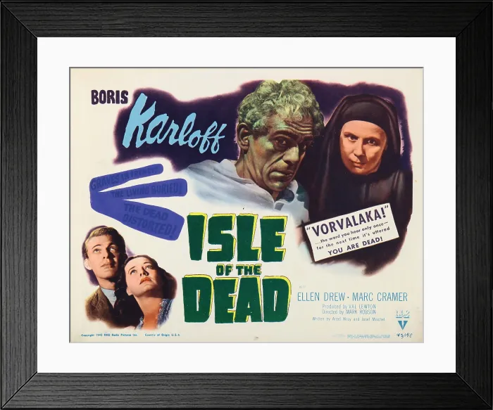 Framed Print : ISLE OF THE DEAD, Boris Karloff, Marc Cramer, Ellen Drew, Katherine Emery, 1945