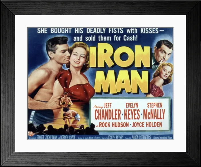 Framed Print : IRON MAN, US lobbycard, Jeff Chandler, Evelyn Keyes, Stephen McNally, 1951