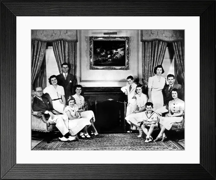 Framed Print : EV1884 - The Kennedy Family (clockwise on left) John F. Kennedy, Eunice, Jean, Patricia, Joseph P