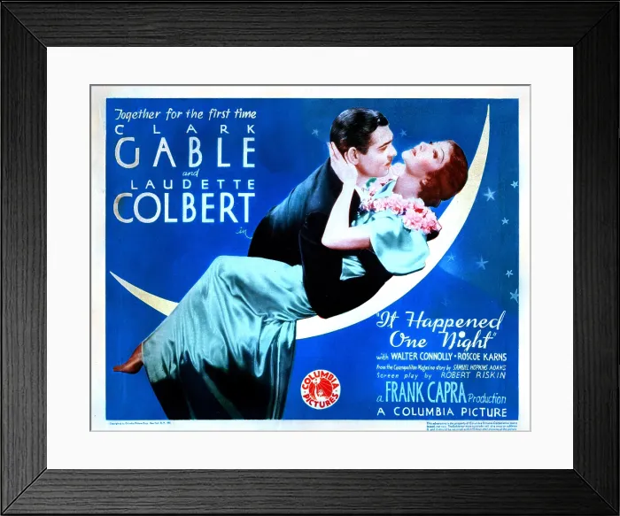 Framed Print : IT HAPPENED ONE NIGHT, Clark Gable, Claudette Colbert, 1934