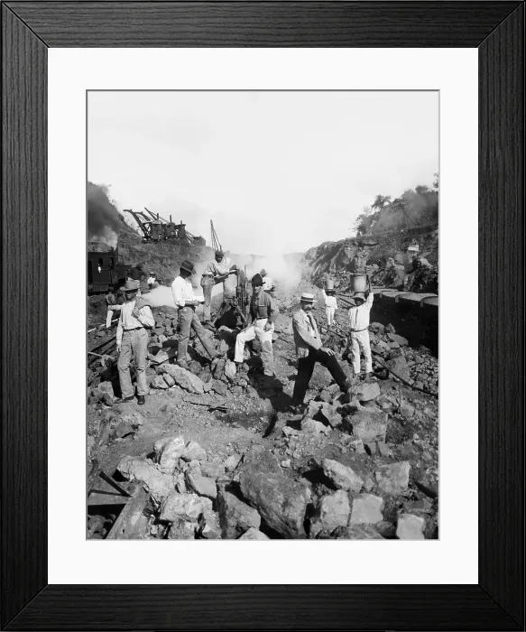 Framed Print : EV1818 - Work crew drilling through solid rock to create the Panama Canal, Panama, 1906. Courtesy: CSU Archives  /  Everett Collection