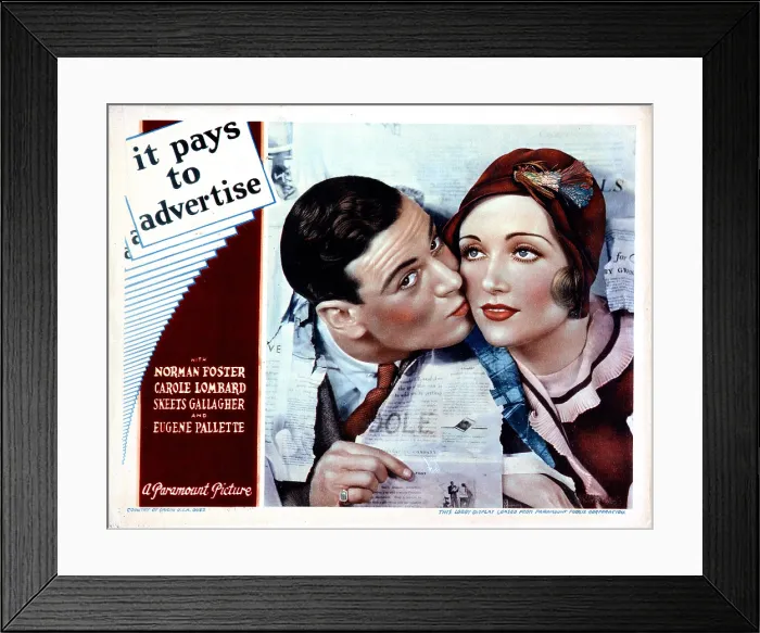 Framed Print : IT PAYS TO ADVERTISE, from left, Norman Foster, Carole Lombard, 1931 Framed Print : IT PAYS TO ADVERTISE, from left, Norman Foster, Carole Lombard, 1931