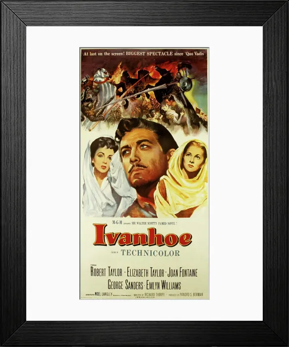 Framed Print : IVANHOE, Elizabeth Taylor, Robert Taylor, Joan Fontaine, 1952 Framed Print : IVANHOE, Elizabeth Taylor, Robert Taylor, Joan Fontaine, 1952
