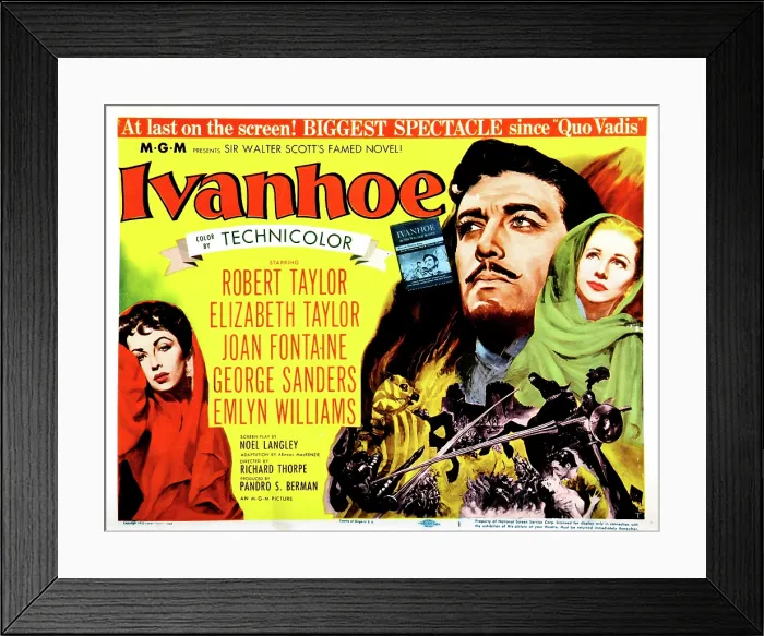 Framed Print : IVANHOE, Elizabeth Taylor, Robert Taylor, Joan Fontaine, 1952 Framed Print : IVANHOE, Elizabeth Taylor, Robert Taylor, Joan Fontaine, 1952