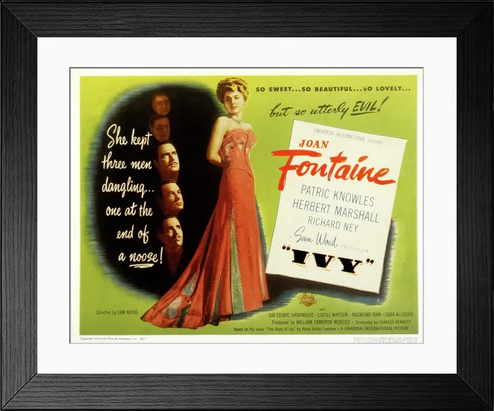 Framed Print : IVY, Joan Fontaine, Patric Knowles, Herbert Marshall, Richard Ney, 1947 Framed Print : IVY, Joan Fontaine, Patric Knowles, Herbert Marshall, Richard Ney, 1947
