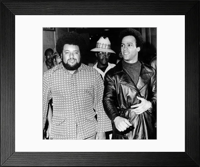 Framed Print : Huey Newton, Black Panther chief & bodyguard Robert Bay (l)@ Oakland manslaughter trial, 10 / 12 / 71. Courtesy: CSU Archives / Everett Collection Framed Print : Huey Newton, Black Panther chief & bodyguard Robert Bay (l)@ Oakland manslaughter trial, 10 / 12 / 71. Courtesy: CSU Archives / Everett Collection