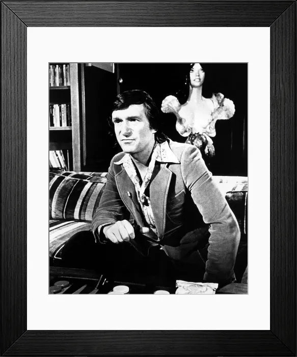 Framed Print : Hugh Hefner, editor-publisher of Playboy Magazine, ca 1975. Courtesy CSU Archives / Everett Collection Framed Print : Hugh Hefner, editor-publisher of Playboy Magazine, ca 1975. Courtesy CSU Archives / Everett Collection