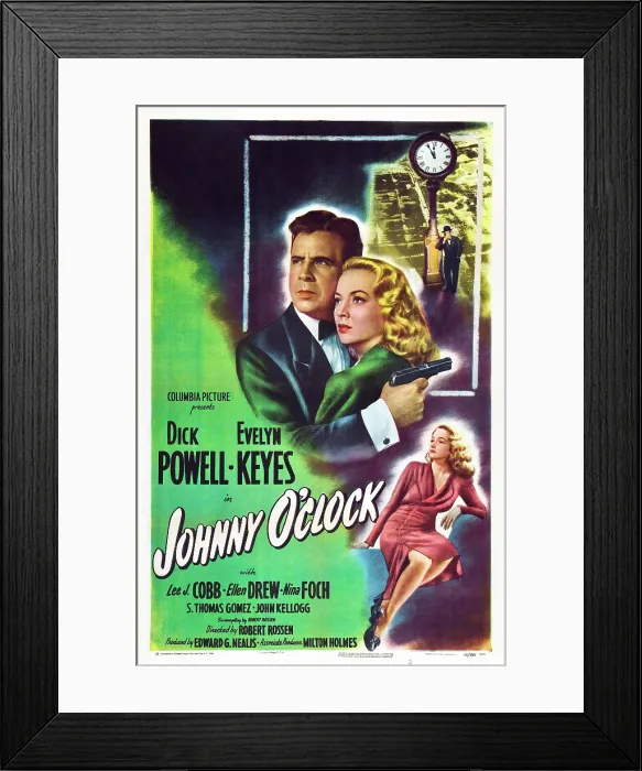 Framed Print : JOHNNY O'CLOCK, Dick Powell, Evelyn Keyes, 1947 Framed Print : JOHNNY O'CLOCK, Dick Powell, Evelyn Keyes, 1947