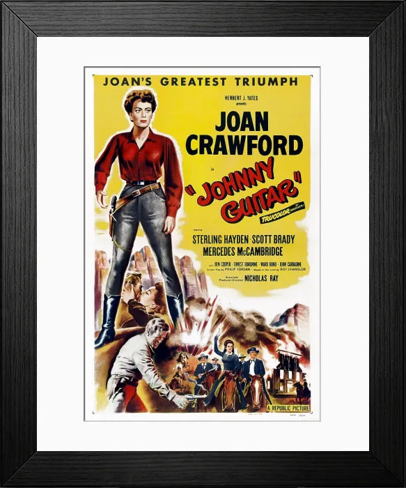 Framed Print : JOHNNY GUITAR, U.S. poster, Joan Crawford, Sterling Hayden, 1954