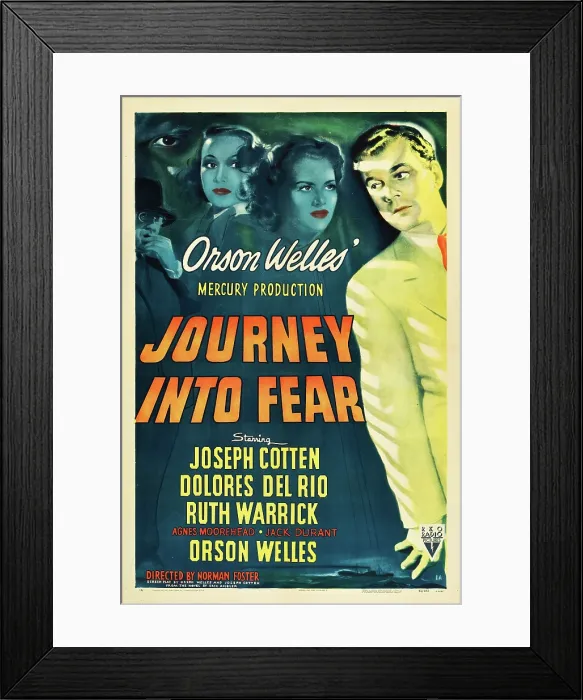 Framed Print : JOURNEY INTO FEAR, Joseph Cotten, Dolores del Rio, Ruth Warrick, Orson Welles, 1943