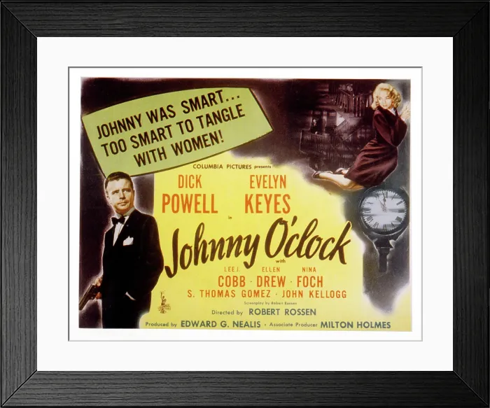 Framed Print : JOHNNY O'CLOCK, Dick Powell, Evelyn Keyes, 1947