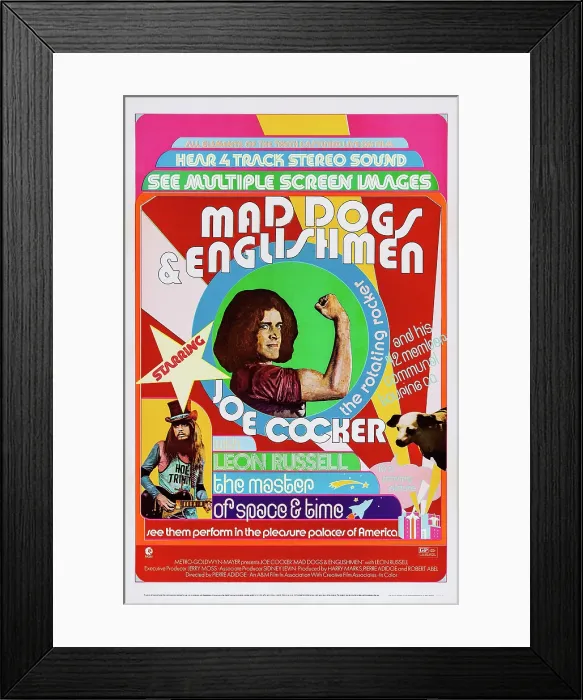 Framed Print : MAD DOGS AND ENGLISHMEN, US poster art, Joe Cocker (center), Leon Russell (bottom, left), 1971 Framed Print : MAD DOGS AND ENGLISHMEN, US poster art, Joe Cocker (center), Leon Russell (bottom, left), 1971